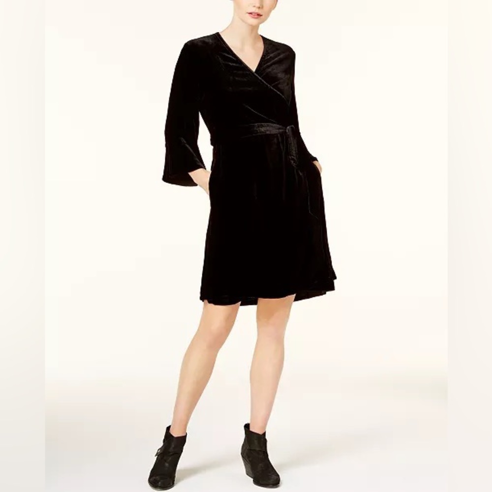 Eileen Fisher Petite Velvet Wrap Dress Sz L